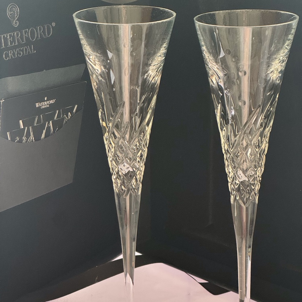 Waterford Celebrations Lead Crystal Flute Set of Two. Never Used. Gift Box.
